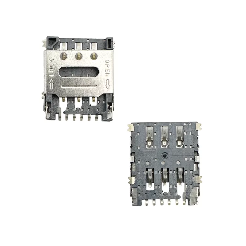 Nano SIM Card Connector 6Pin H1.4mm Hinged Type with CD Pin:RHTAYIM-077A