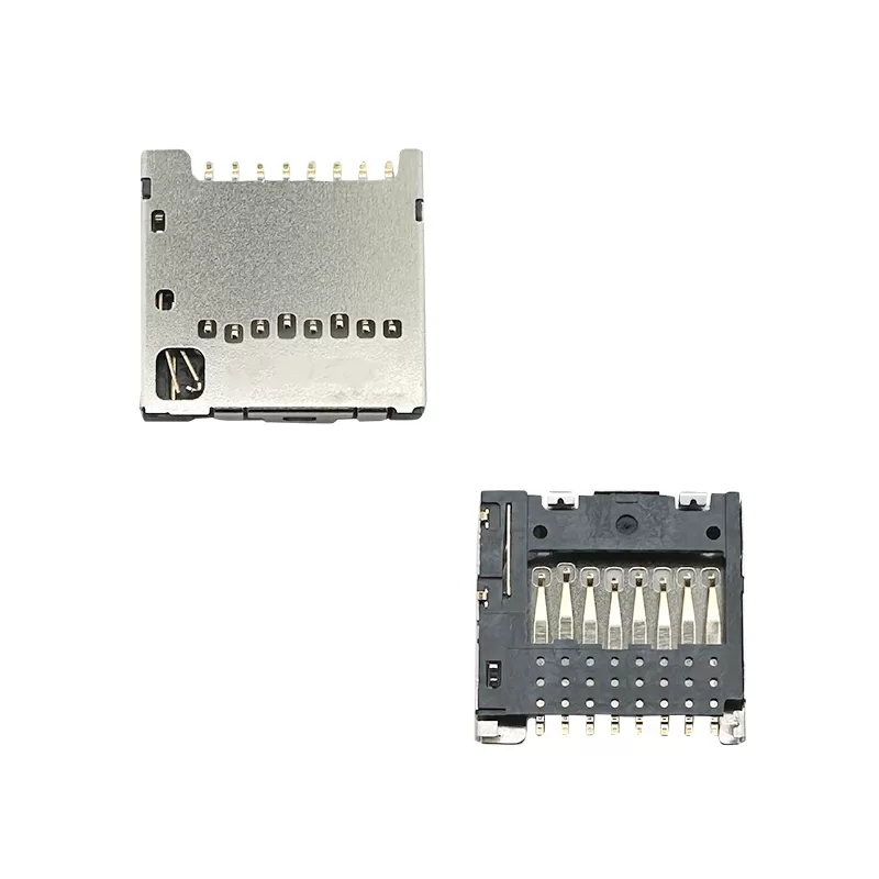 Micro SD card connector push pull,H1.42mm,with CD pin:RHTAYF-015